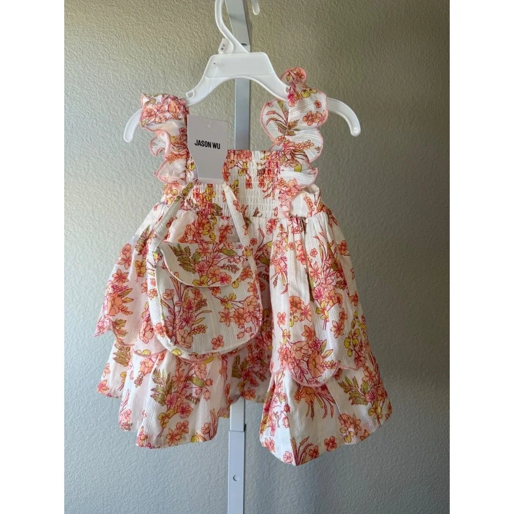 Jason Wu Baby Girl Floral Tiered Dress with Matching Purse White Pink 12M NWT - Picture 2 of 8